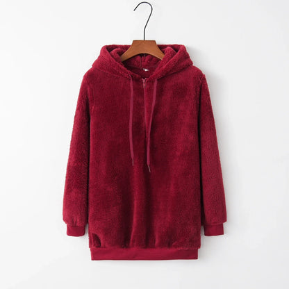 Fashion Trend Long-sleeved Hooded Solid Color, Women's Sweater Coat