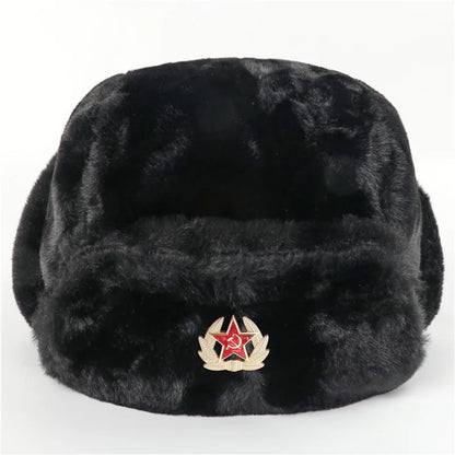 Men Women Ear Flap Hat Winter Full Fur Warm Outdoor Hat Windproof Cold Resistant Thickened Thermal Headwear for Cold Weather