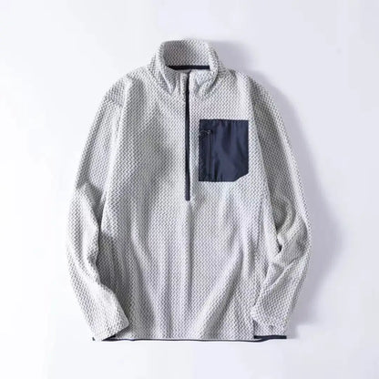 New Comfortable and Thick Men's and Women's Sports Semi-zipper Fleece Sweatshirt with Wavy Fleece and Long-sleeved Sweatshirt