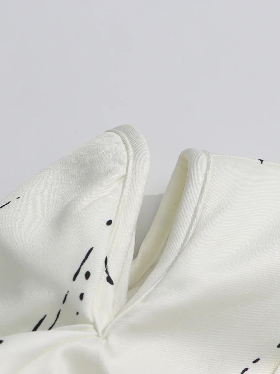 Ink Splashing Print Fashion Blazer for Women Notched Collar Long Sleeve Hollow Out Design Loose Coat Female Autumn