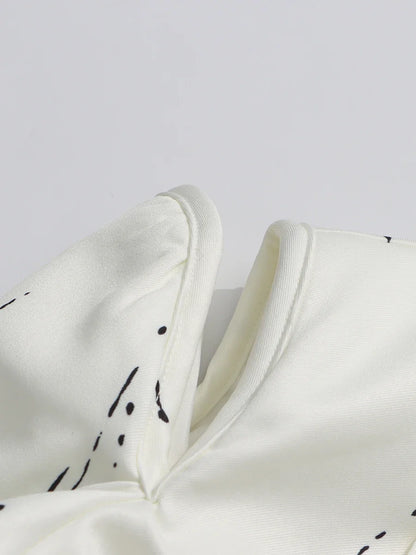 Ink Splashing Print Fashion Blazer for Women Notched Collar Long Sleeve Hollow Out Design Loose Coat Female Autumn