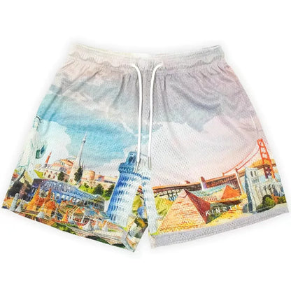 Summer Trend Motorcycle Shorts Mens Quick Dry Clothing Casual Short Pants Gym Fitness Sports Mesh Basketball Sweatpants
