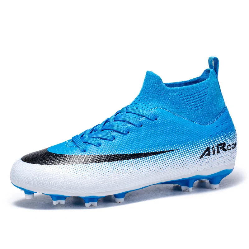 High-Top Leather AG Studded Soccer Cleats, Anti-Slip for Grass Field, Youth & Adult Men Women Training World Cup Style