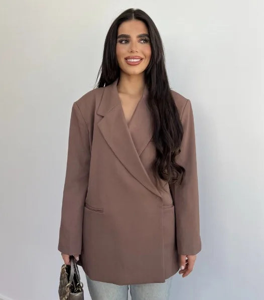 Ladies Loose Blazer Suit Solid Casual Turn Down Collar One Button Coat High Waist Shorts 2026 Summer Autumn Formal New Outfits