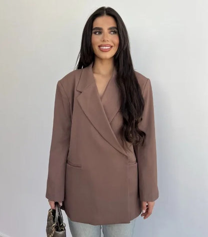 Ladies Loose Blazer Suit Solid Casual Turn Down Collar One Button Coat High Waist Shorts 2026 Summer Autumn Formal New Outfits