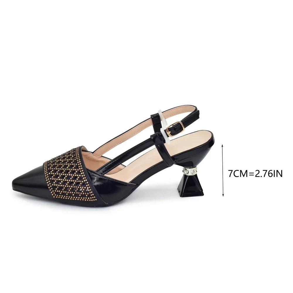 Latest Designer Shoe and Bag Sets From Italy Wedding Shoes for Women Bride African Shoes and Bags Matching Set with Rhinestone