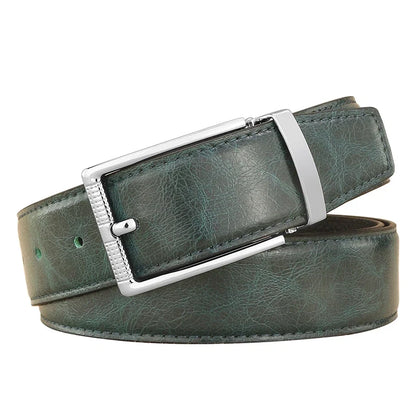 Designer Pin Buckle Gray Genuine Leather Men Belt Famous Brand Fashion Light  Luxury Strap Casual Young Cowboy Ceinture Homme