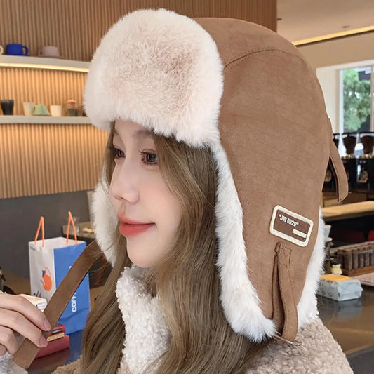 Winter Trapper Aviator Trooper Earflap Warm Russian Waterproof Ski Hat Bomber Cap Warm Faux Fur Ear Protectors Hats Gifts