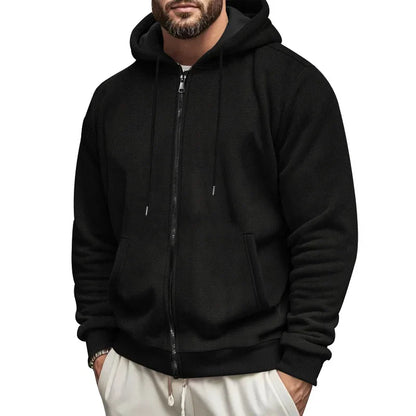 New Men's Sweater Coat Fall Winter New Composite Velvet Zipper Cardigan Casual Hooded Sweatshirt Sweater Fashion Men's Clothing