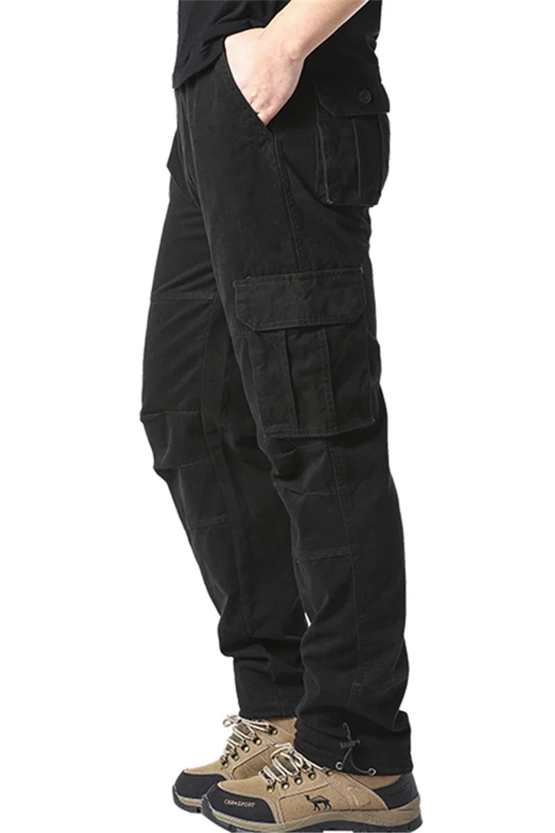 Big Size Men's Casual Sports Pants Stretch Waist Tactical Cargo Pants Man Hiking Pants Joggers Cotton Trousers