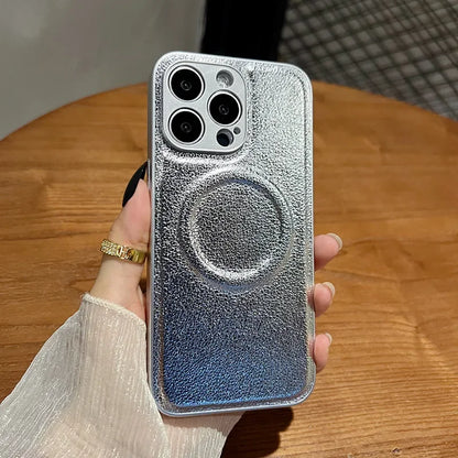 جراب مخصص لهاتف iPhone17 Pro Max 16 15 14 13 12، أحرف أولى مخصصة، شحن لاسلكي MagSafe، غطاء جلدي