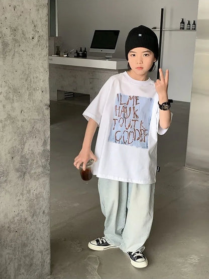 2026 Summer New Boys' Short Sleeved T-Shirt Cotton Baby Boy Summer Casual Tops Stylish Design