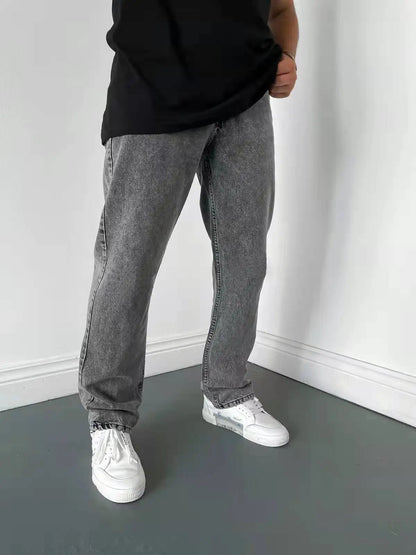 2025 New Business Men's Jeans Casual Straight Stretch Fashion Classic Blue Black Work Denim Trousers Male Brand Clothing S-3XL