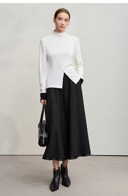 Elegant Skirts For Woman 2025 Winter New Commuter Style A-Line Mid-Calf Skirt Loose Solid Versatile Woman Clothes 12544126