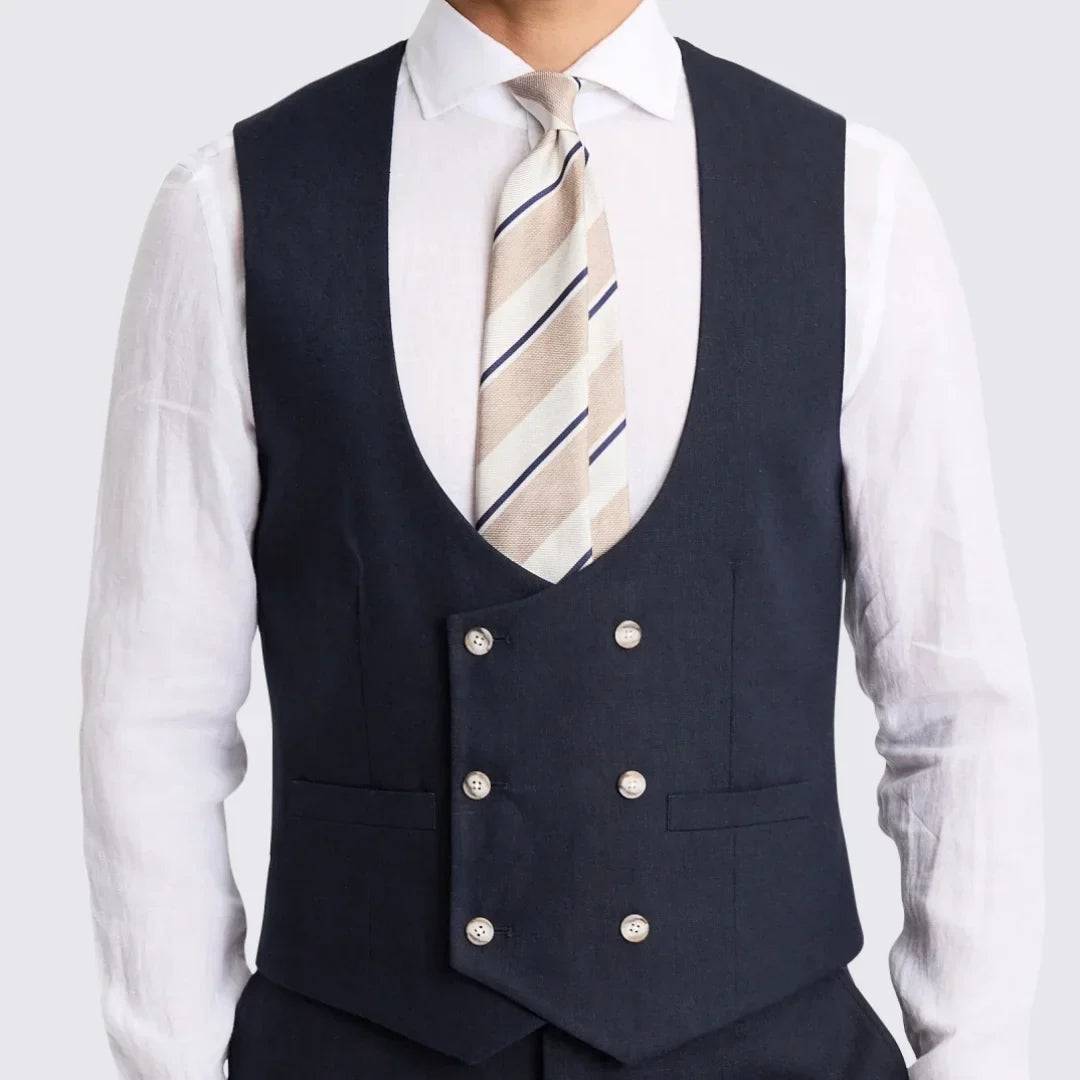 Men Vest White Solid Double Button V Neck Waistcoat For Wedding Party Banquet Business Office Work Daily Casual Men Suit Vest
