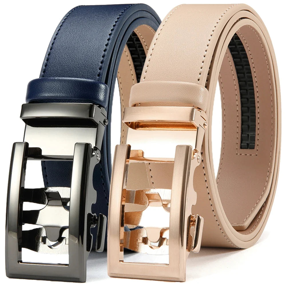 DOOPAI New Mens Belt Hollow Automatic Mens Belt Genuine Leather Luxury Belt  For Men Belt Male Strap Male Metal Automatic Buckle