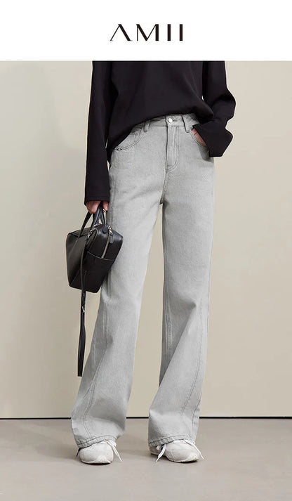 Women's Jeans 2026 Spring New Casual Solid Color Cotton Straight Women's Pants Versatile Long Denim Trousers 12621038