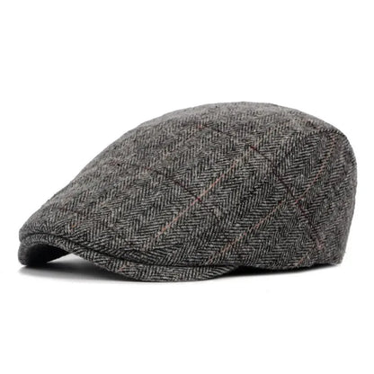 Men Retro Beret British Hats Wool Blend Vintage Herringbone Tweed Men Casual Fashion Hat Flat Keep Warm Caps Gifts