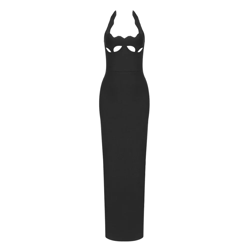 Black Halter Elegant Dress For Women 2025 New Summer Evening Party Celebrity Bodycon Long Dress Red Brown Prom Vestido