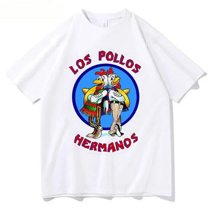 Men's Los Pollos Hermanos T-shirt 100% Cotton Breaking Bad LOS POLLOS Chicken Brothers Printed Yellow Funny Tshirt Male Shirts