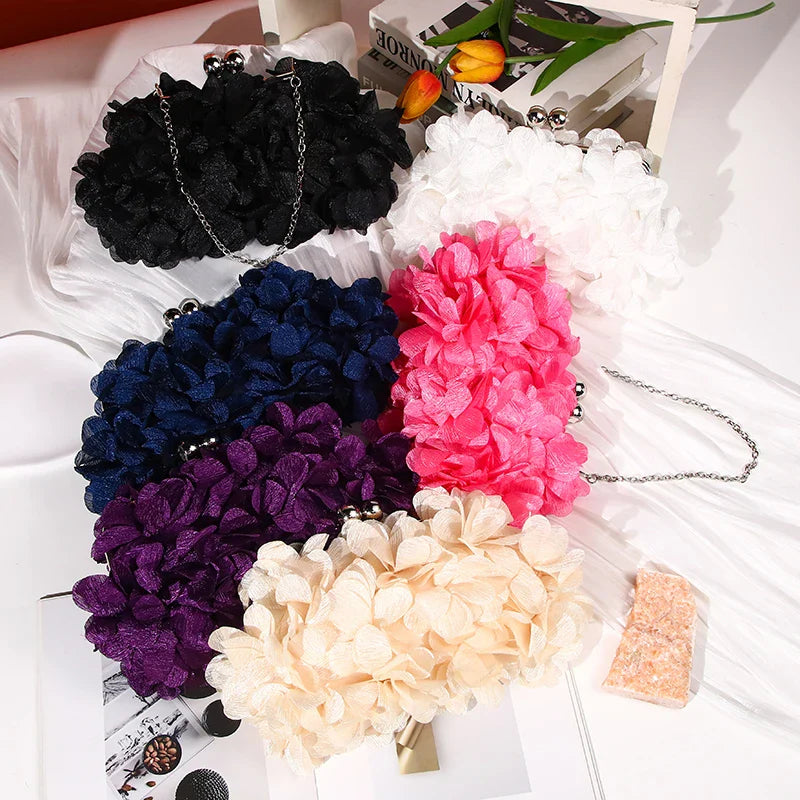 Flower Dinner Purse Designer Floral Chain Crossbody Bride Handbag Clutches Woman Petal Evening Party Clutch Wedding Dress Bag