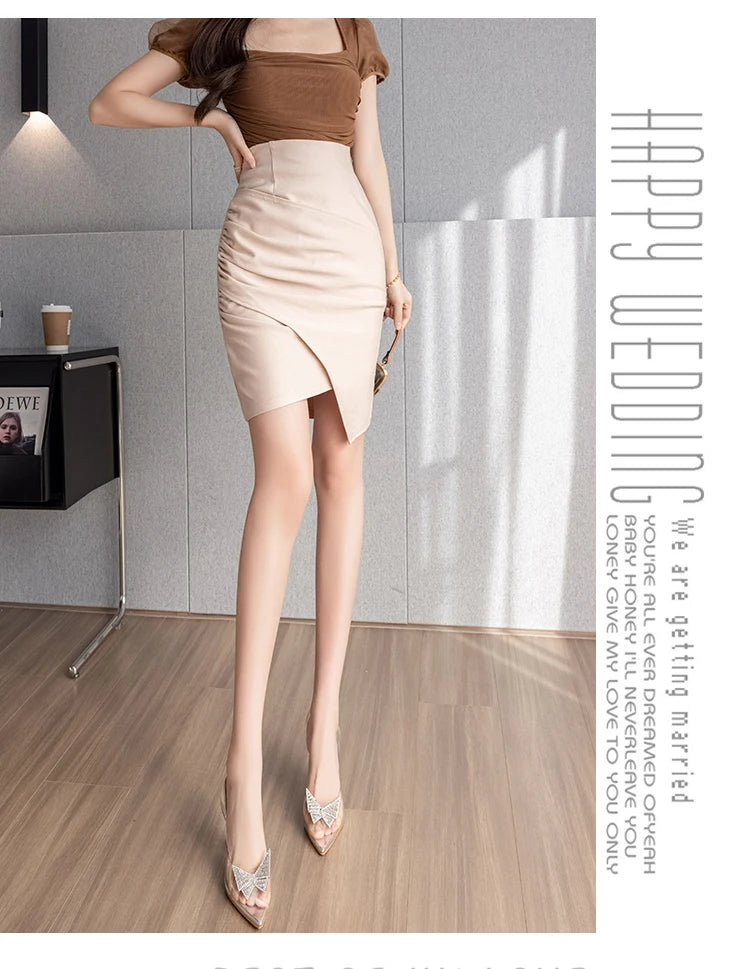 Elegant Office Summer Skirts Women 2026 Korean Fashion Clothing Elastic High Waist Faldas Largas Slim Sexy Bodycon Black Skirt