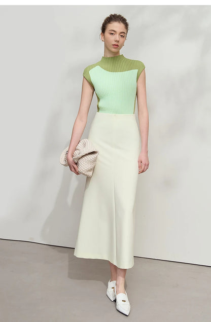 Minimalist Skirt Mermaid For Women 2025 Spring New Elegant Office Lady Solid Mid Length Slim Thin Elastic Skirts 12521065