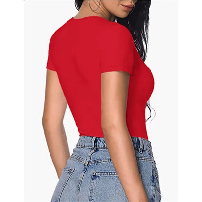 Bodysuit Women Sexy Slim Short Sleeve Bodycon Jumpsuit V Neck Rompers Overalls Body Shapers 2024 New
