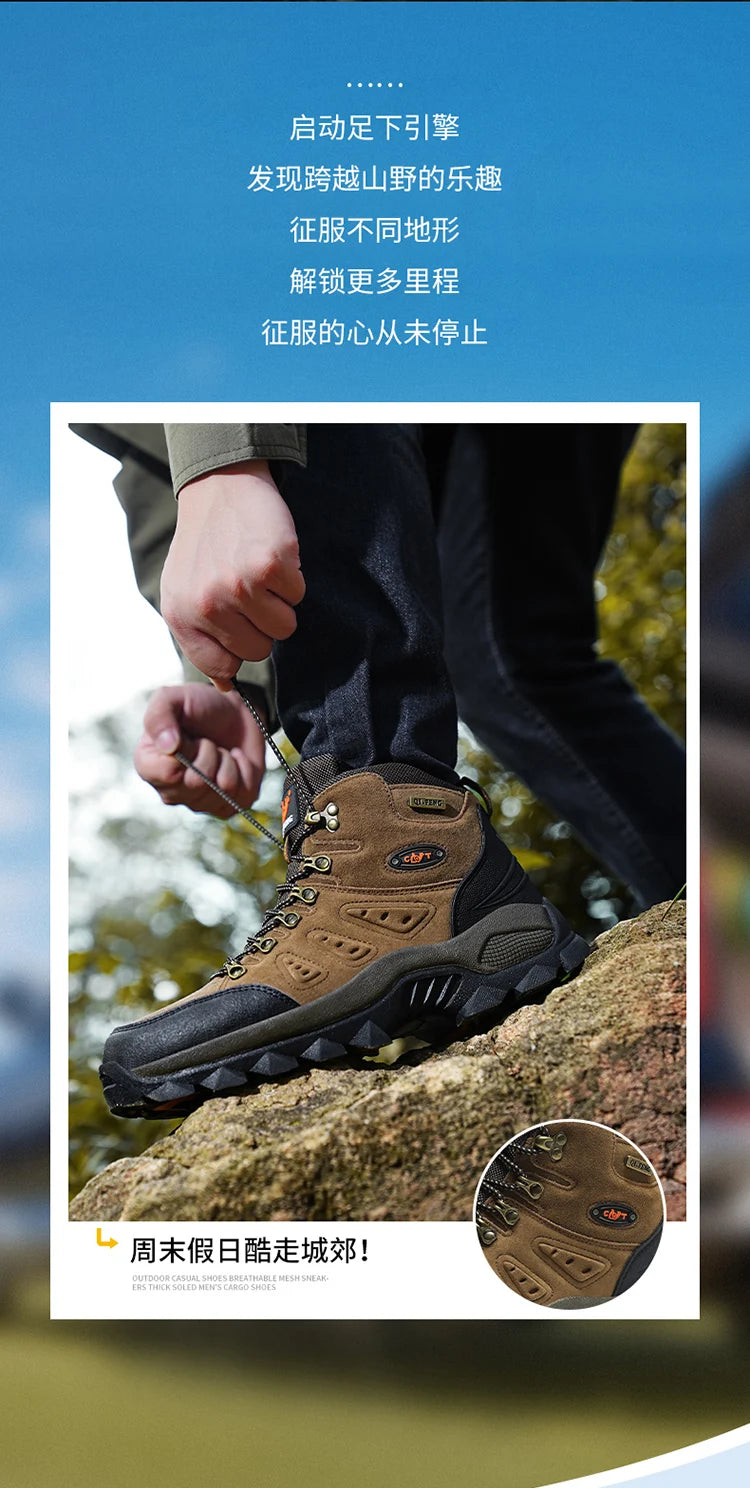 36-48 Autumn Winter Men Women Ankle Boots Leather Tactical Shoes New Plus Anti-Skidding Classical Walking Footwear Summer Hiking