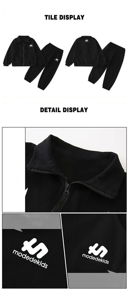 Boys Cotton Turtleneck Full Zip Sweatshirt Jacket+Sweatpant Workout Set School Kids 2PCS Tracksuit Children Jogger Outfit 5-16Yr