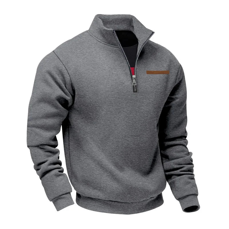 American autumn and winter heavy fleece long-sleeved men's sweater half zipper loose stand-up collar pullover men's sweater