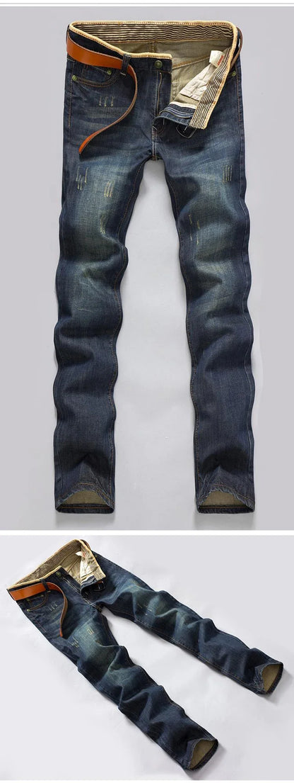 2025 Casual Jeans Men Business Straight Jeans Stretch Denim Pants Trousers Slim Fit Classic Cowboys Young Man Jeans