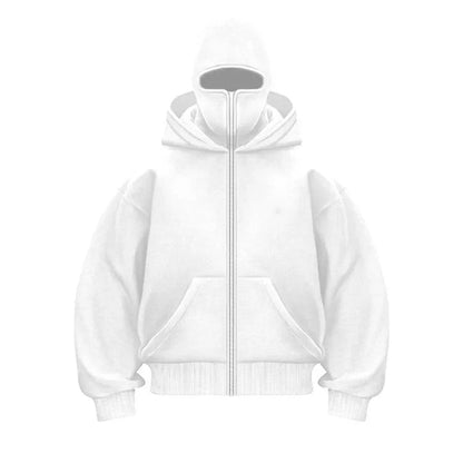 Plain Design Hooded Zip Up Sweatshirt for Men Women Autumn Winter Ins Style Couple Matching