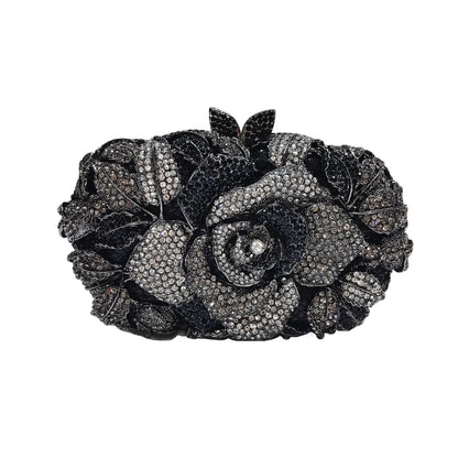 A flower cut-out diamond dinner bag, diamond bag, women's clutch