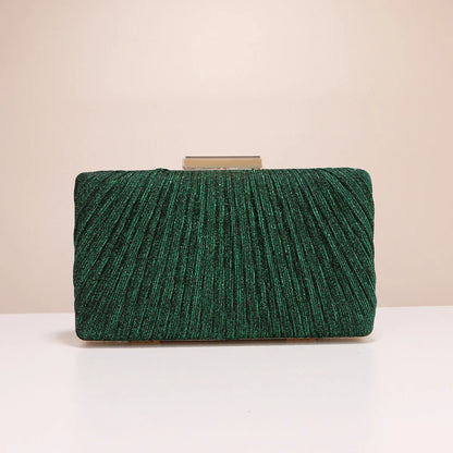 Fashion Women Clutch Bags Ruched Casual  Lady Evening Bags Golden Metal Chain Handbags Bling Sequined Banquet Dinner Prom Holder