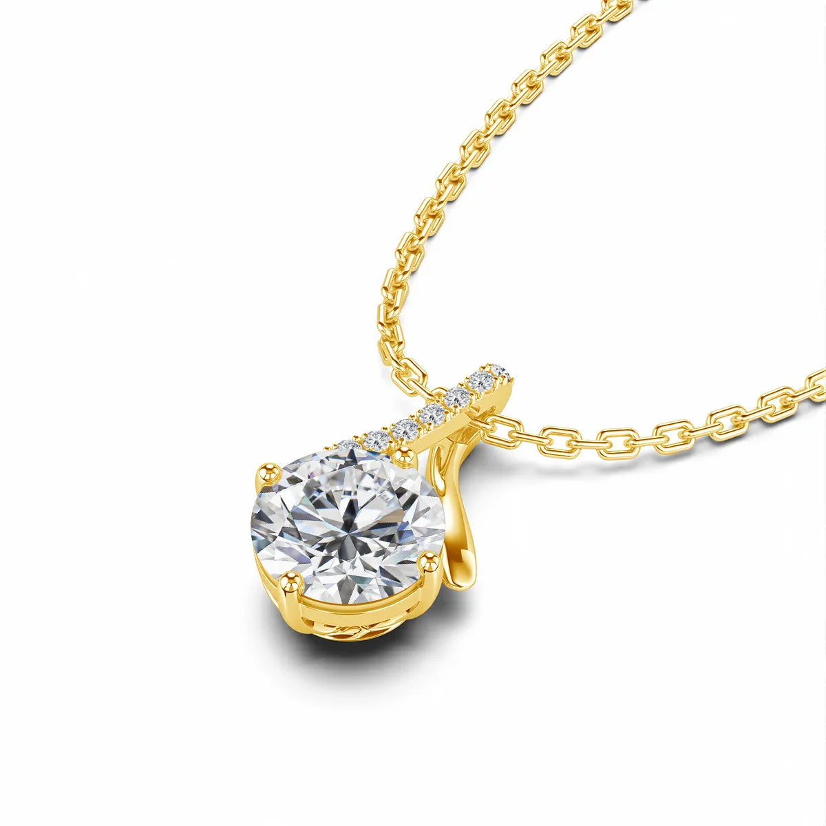 14K Gold Twist Round Cut Moissanite Pendant Necklace GRA Certified Classic Jewelry for Women Engagement Wedding Gifts Wholesale