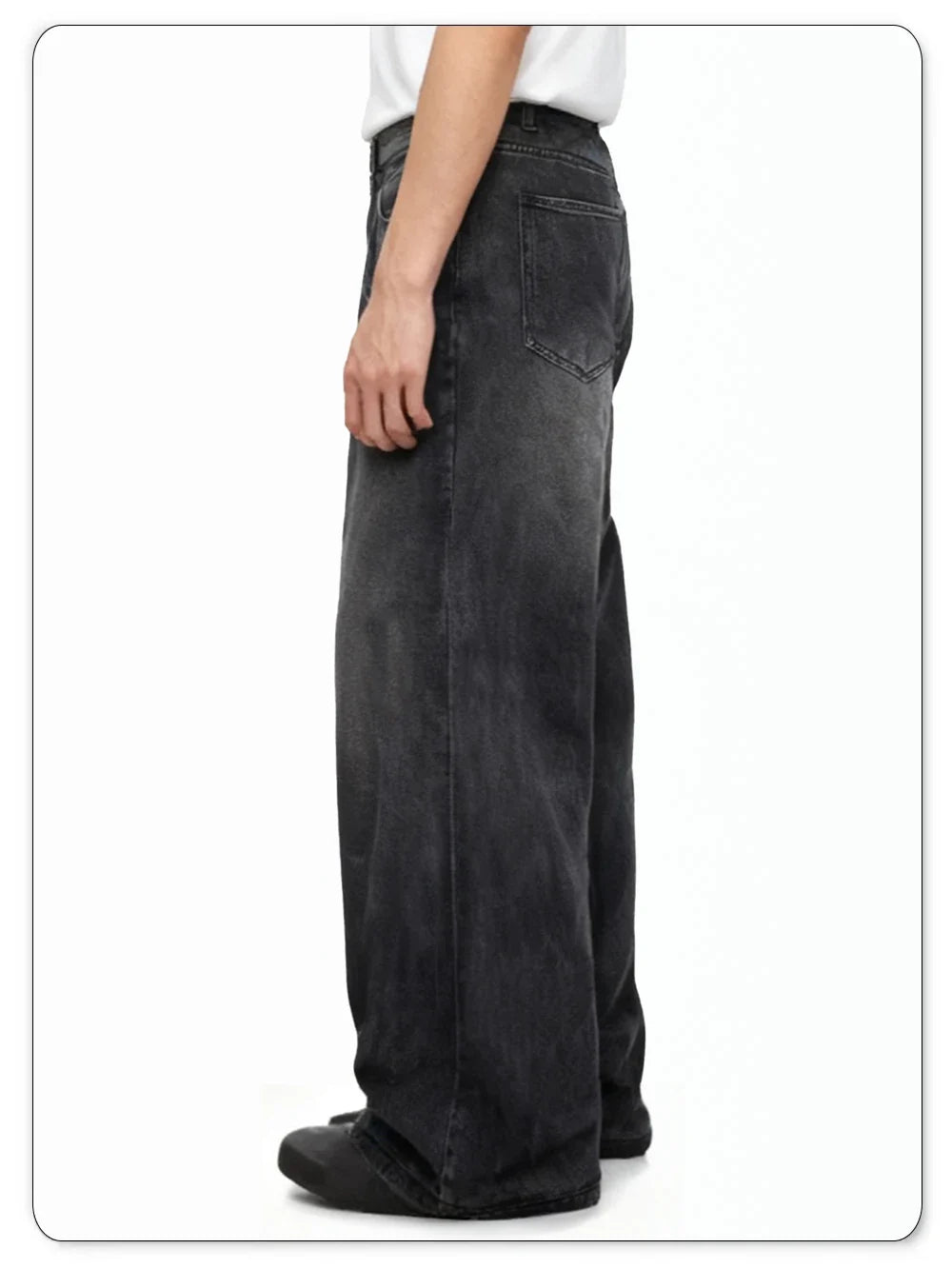 Four Season Men's Jeans Korean Version Student Casual Pant American Retro Gray Black Loose Wide Leg Jean Baggy Men's Denim Pants