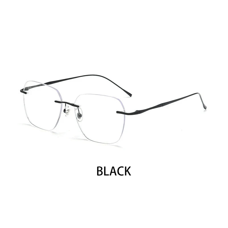 Ultra-light Titanium Rimless Myopia Frames Unisex Simple Square Read Frames Glasses Customized Prescription Glasses F0623