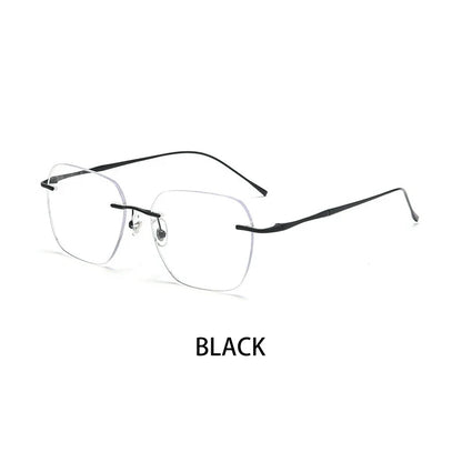 Ultra-light Titanium Rimless Myopia Frames Unisex Simple Square Read Frames Glasses Customized Prescription Glasses F0623