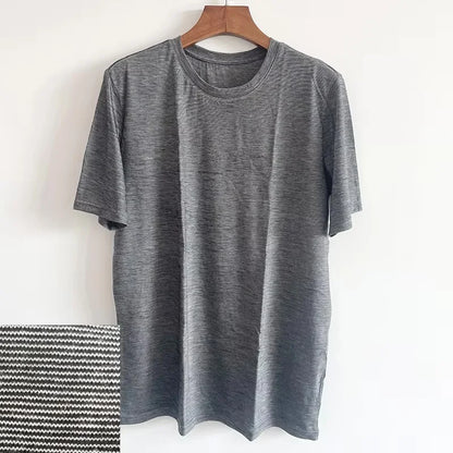 Men's 100% Superfine Merino Wool T-Shirt Base Layer Wicking Breathable Quick Dry Anti-Odor No-itch Comfortable Fit Size