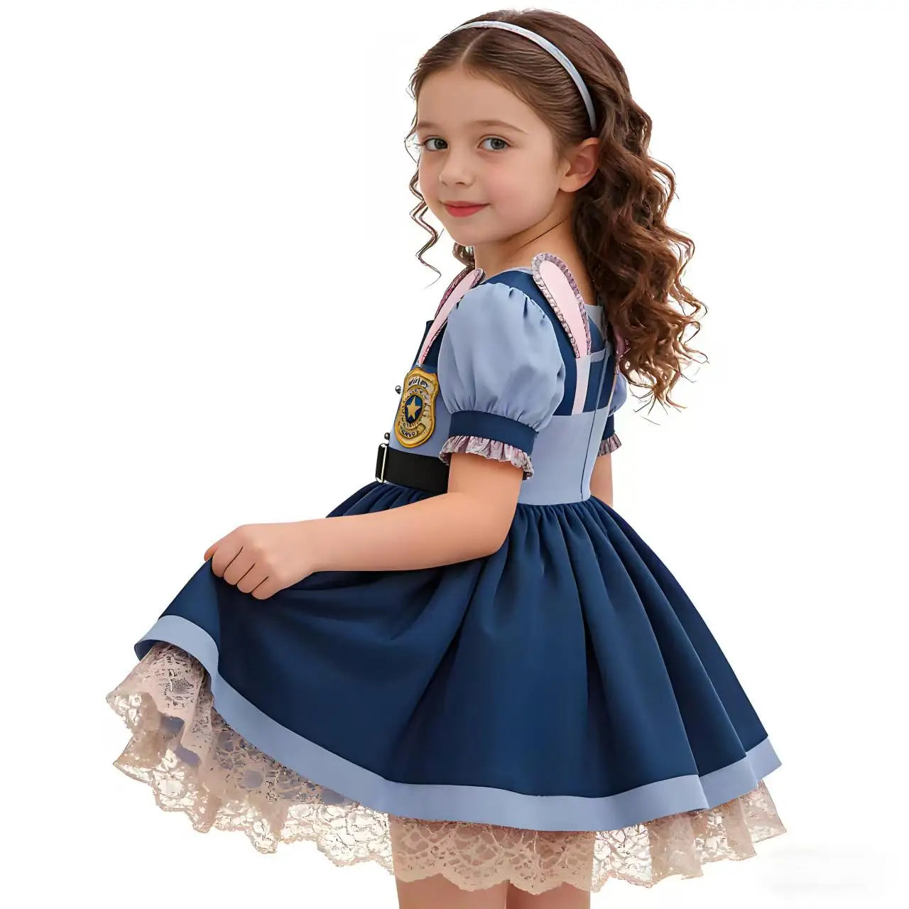 Girls Cosplay Zootopia 2 Police Officer Judy Bunny Dress For Kids Holiday Party Cute Dress With Accessories Fancy Set