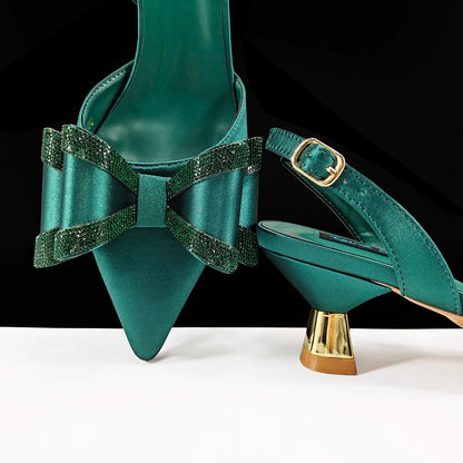 Queena Yan 2025 Newst Italian Butter-fly Design Party Wedding Pointed Toe Slingback Sandals with Bag Set in Sky Blue Color