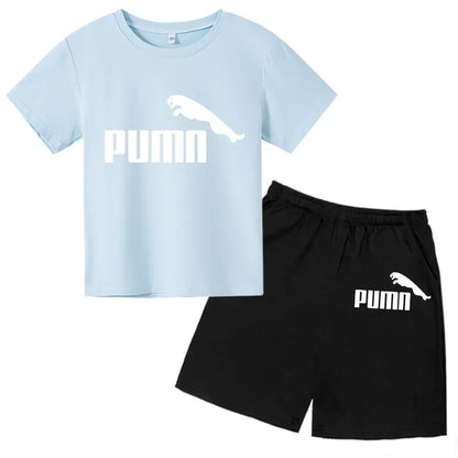 3-12Y Kids Summer Casual Letter Print 2-Piece Set Soft T-Shirt & Pants Suits for Boys & Girls