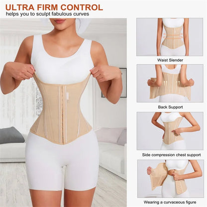 U-shaped Waist Trainer Corset Workout Body Shaper Breast Lifted Waist Trainer Soft Steel Bone Slimming Women's Shapewear