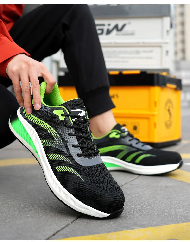 New 2024 Fashion Men Safety Shoes Steel Toe Sneakers Lightweight Anti-smash Anti-puncture Man Breathable Work Safety Boots