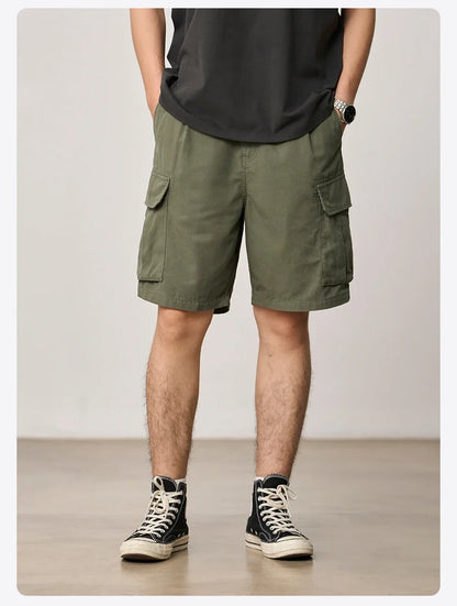 2026 Summer New Oversize 215gsm Tencel Lyocell Blend Fabric Cargo Shorts Men Fashion Outdoor Wear