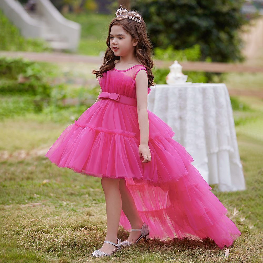 Kid's Party Formal Evening Dresses Elegant Party Dresses For Girls Dresses With Trailing Detachable Princess Dress