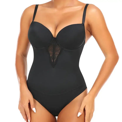 Fajas Underwear Body Shapers Women Shapewear Bodysuit Sexy Lace Open Crotch Lingerie V-collar with Bras