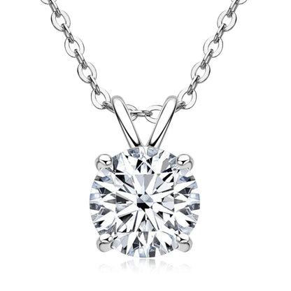 Certified 6.5MM 1CT Moissanite Pendant Necklace Real Silver Chain 925 for Women Sparkling Solitaire Drop Necklaces Jewelry