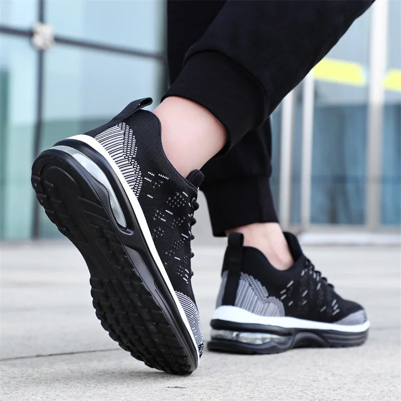 Breathable Men Work Safety Shoes Steel Toe Cap Air Cushion Working Boots Construction Indestructible Work Sneakers Men Shoes